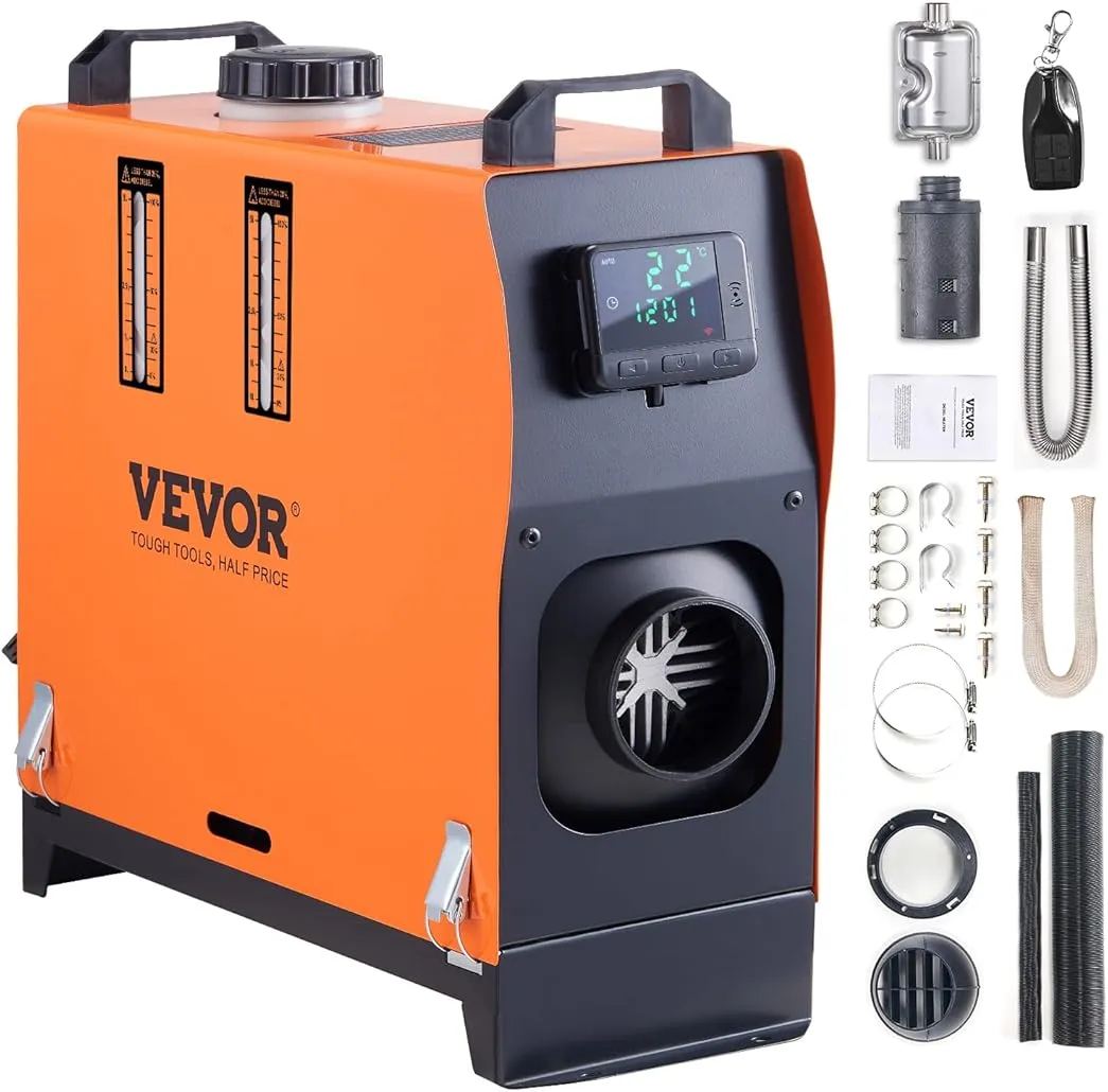 VEVOR Diesel Air Heater, 12V 5KW Integrated Diesel Heater with Remote and LCD Display, 5L Tank Compact Diesel Heating Solution, Quick Warm-up for RVs, Trailers, Campers, Boats, and Indoor Use