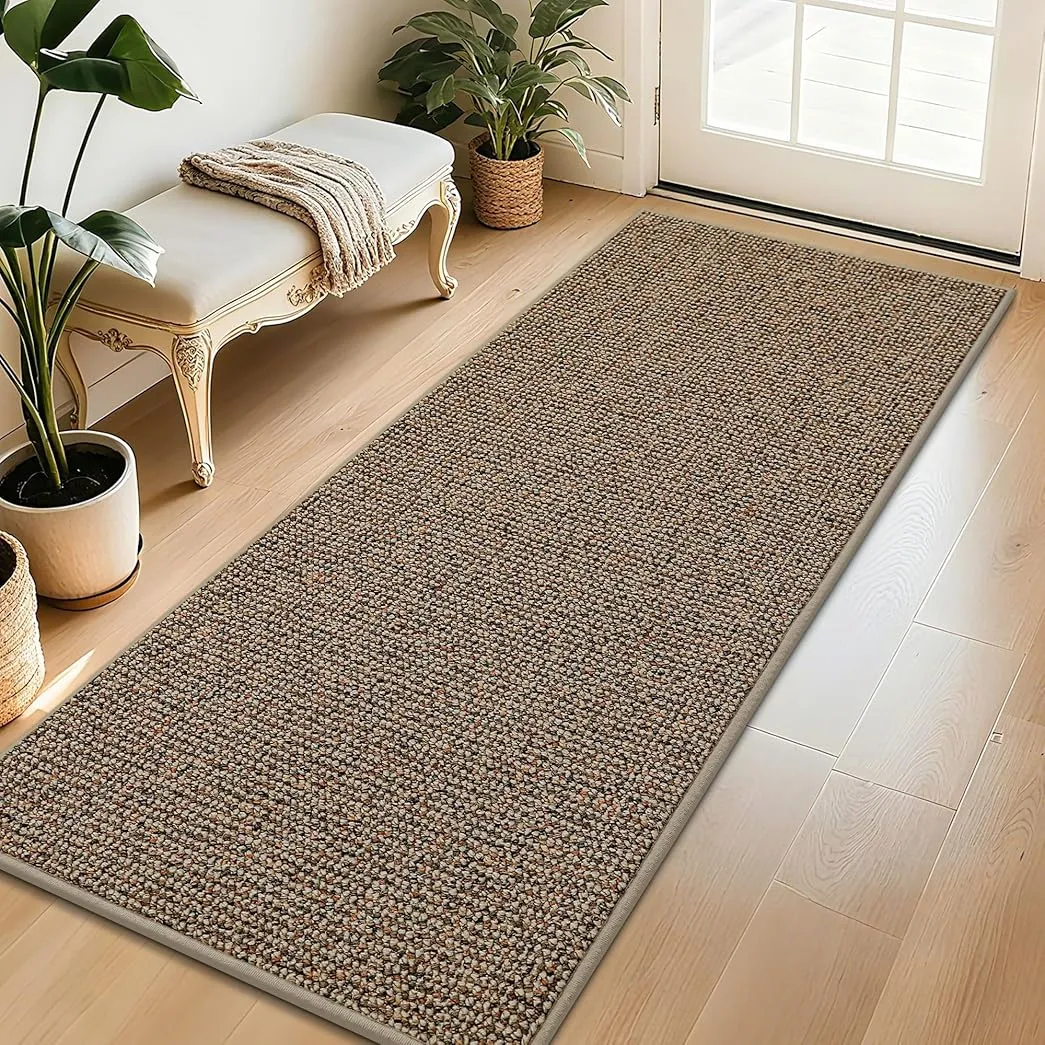 BEQHAUSE Dirt Trapper Door Mat 32" x 72", Non-Slip Washable Doormats Entrance Mat, Dirt Resistant and Absorbent Welcome Mat, Low Profile Floor Mats for Front Back Door and Entryway, Beige
