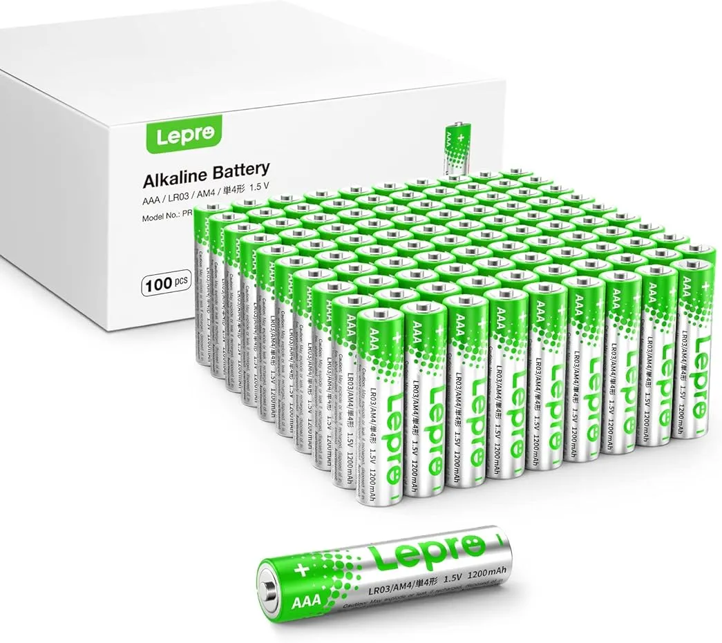 Lepro AAA Batteries 100 Pack, Triple A Batteries with Ultra Long-Lasting Power – High Performance, 1.5V Leak-Proof, Corrosion-Resistant Alkaline AAA Batteries, Ideal for Home & Office Devices