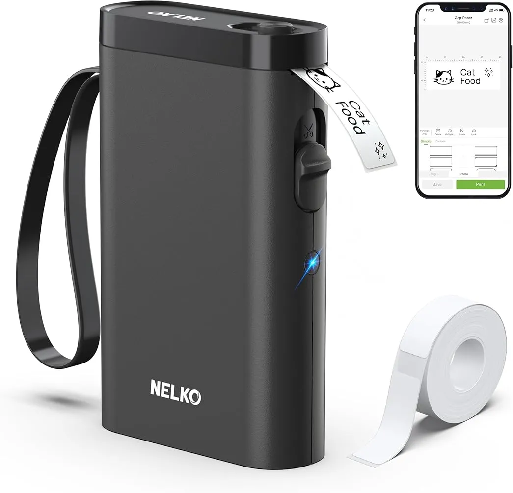 Nelko Label Maker Machine with Tape, P21 Bluetooth Label Printer, Wireless Mini Label Makers with Multiple Templates for School Office Home, Black