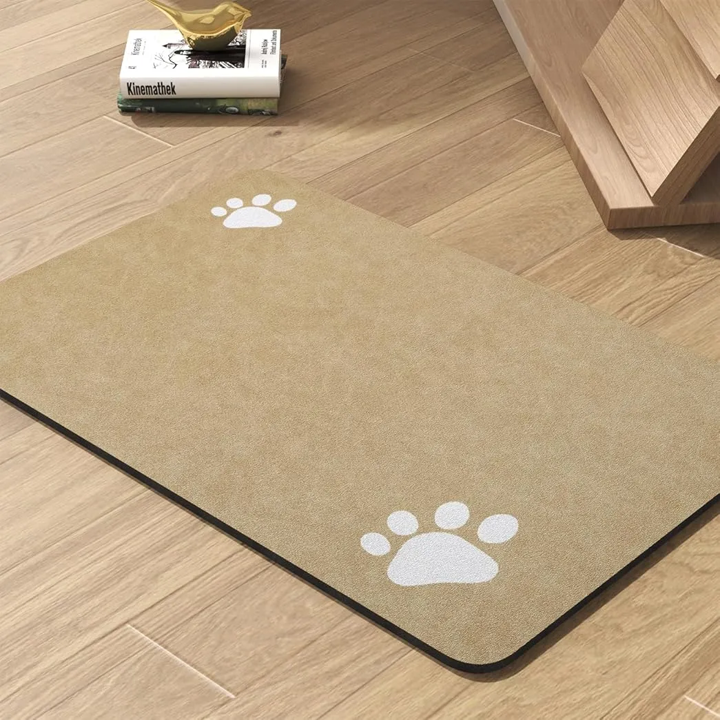 Pet Feeding Mat-Absorbent Dog Mat for Food and Water Bowl-No Stains Quick Dry Water Dispenser Mat-Dog Accessories Pet Supplies-Bowl for Messy Drinkers（Black,23"x34"